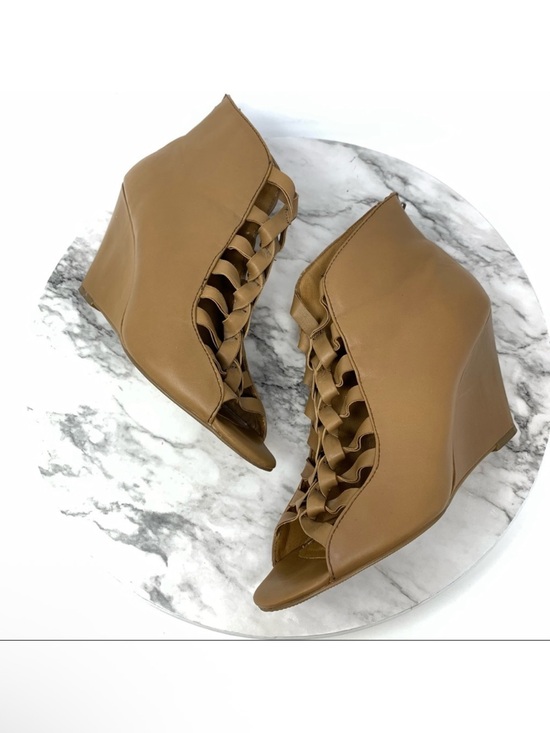 Kelsi Dagger Shoes - Kelsi Dagger Innis Knot Cage Brown Leather Wedges 8 Edgy Avant Garde Alt Boho